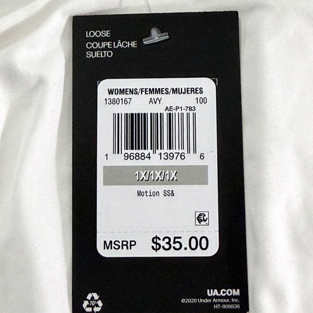 Under Armour Training Cropped Motion Top White Short Sleeve T-Shirt Size 1X - Picture 14 of 15